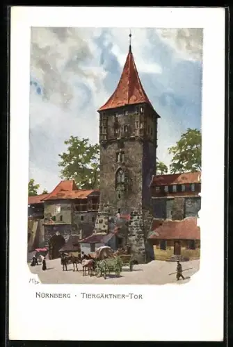 Künstler-AK Heinrich Kley: Nürnberg, Bayerische Jubiläums & Landesausstellung 1906, Tiergärtner Tor