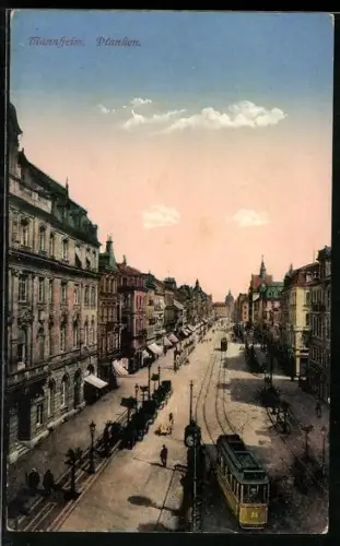 AK Mannheim, Planken, Strassenbahn