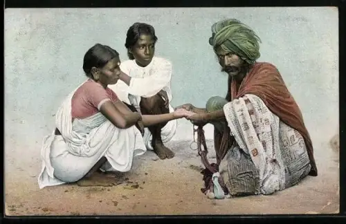 AK Indischer Wahrsager bei Ausübung seines Handwerks