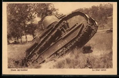 AK Panzer steht auf einer Wiese