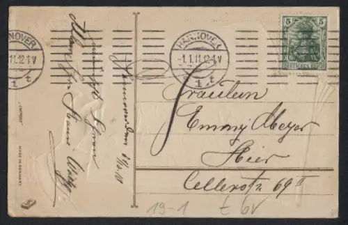 AK Neujahrsgruss, Geldscheine