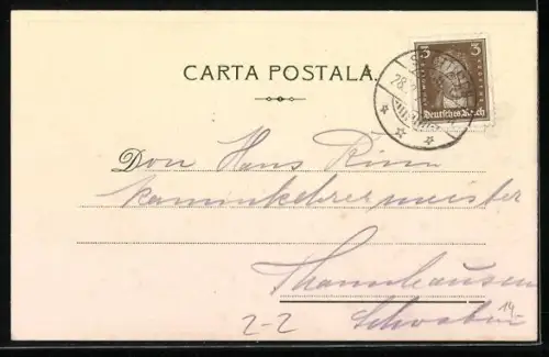 AK Briefmarken mit Wappen von Rumänien