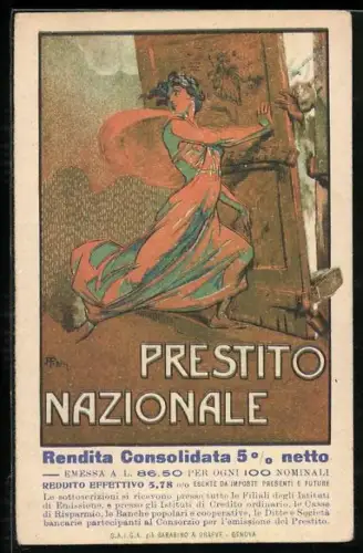 Künstler-AK Prestito Nazionale, Rendita Consolidata 5%, Kriegsanleihe Italien