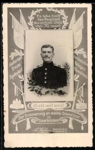 AK Portrait eines Soldaten des 70. Regiments