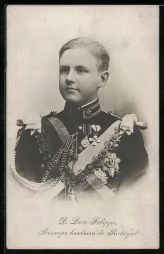 AK D. Luiz Filippe, Principe herdeiro de Portugal, Portrait in jungen Jahren in Uniform