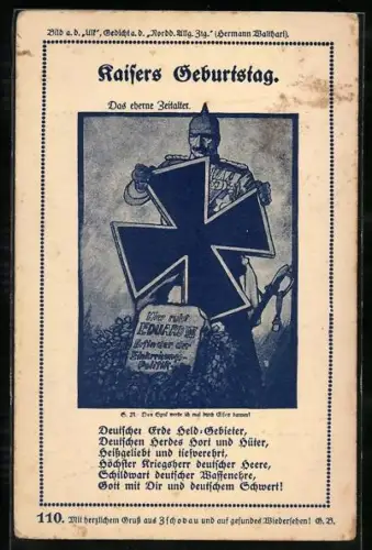 AK Karikatur, Kaiser Wilhelm II. am Grabstein Hier ruht Eduard VII. - Erfinder der Einkreisungs-Politik