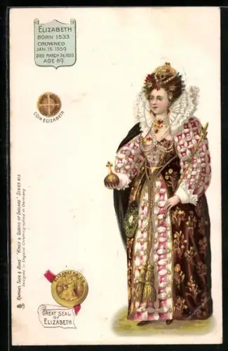 Lithographie Kings and Queens of England, Elizabeth, Königin von England