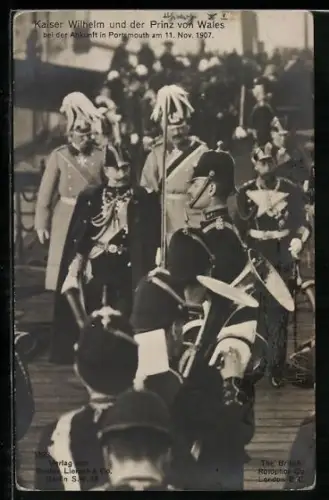 AK Portsmouth, Kaiser Wilhelm und der Prinz von Wales, Ankunft 11. Nov. 1907