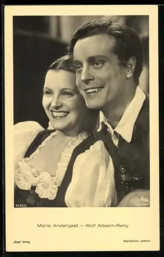 AK Schauspielerin Maria Andergast mit dem Schauspieler Wolf Albach-Retty
