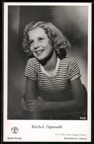 AK Schauspielerin Bärbel Spanuth als junges Mädchen im gestreiften Shirt