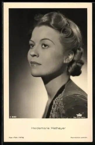 AK Schauspielerin Heidemarie Hatheyer nachdenklich im Seitenprofil