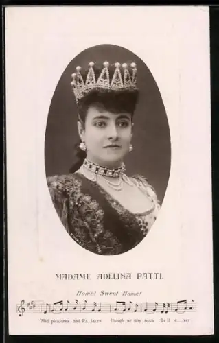 AK Schauspielerin Adelina Patti mit Krone