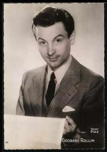 AK Schauspieler Georges Rollin im karierten Anzug