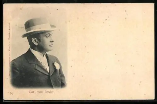 AK Schauspieler Carl von Beska im feinen Anzug im Profil