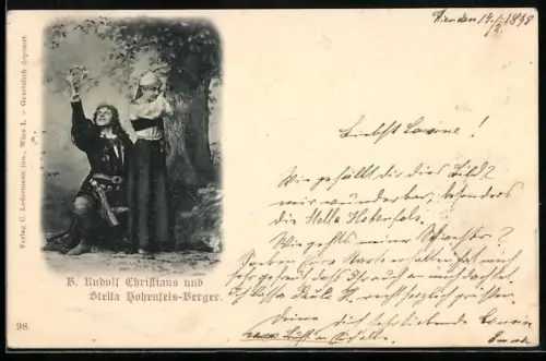 AK Schauspieler Rudolf Christians und Stella Hohenfels-Berger während einer Szene