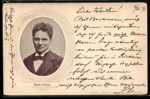 AK Schauspieler Herr Thimig mit Fliege