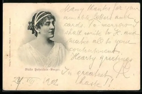 AK Schauspielerin Stella Hohenfels-Berger im weissen Kleid