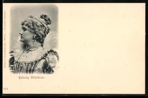 AK Schauspielerin Hedwig Bleubtreu im Profil im eleganten Kleid