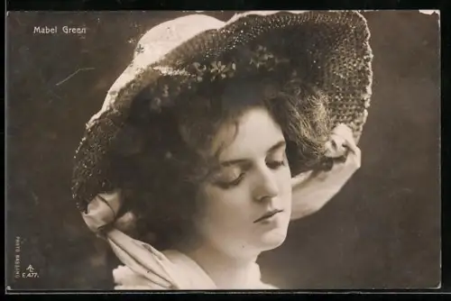 AK Schauspielerin Mabel Green mit Hut