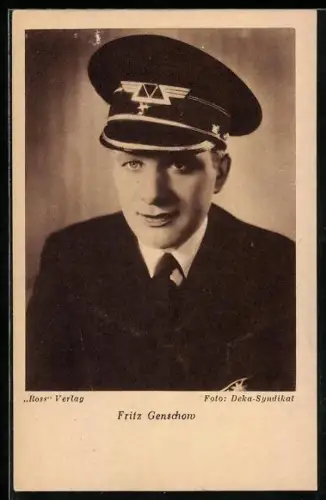 AK Schauspieler Fritz Genschow in der Uniform eines Piloten