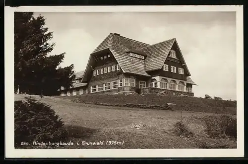 AK Hindenburgbaude im Grunwald im Adlergebirge