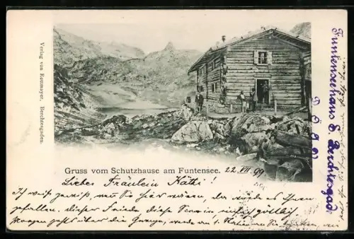 AK Funtenseehaus, Berghütte mit Besuchern
