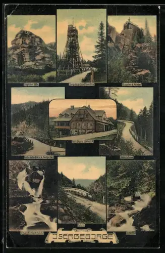 AK Wittighaus /Isergebirge, Siebenbollenbrücke mit Käuliger Berg