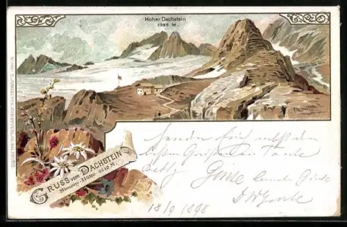 Lithographie Simony-Hütte, Hoher Dachstein