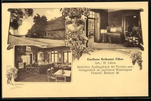 AK Rethem, Gasthaus Rethemer Fähre, Inh. H. Lührs, Aussen- und Innenansichten