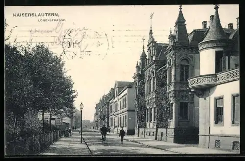 AK Kaiserslautern, Logenstrasse mit Radfahrer
