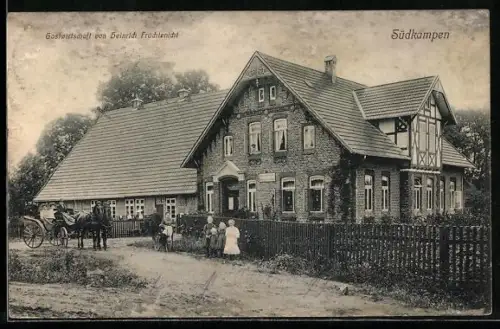 AK Südkampen, Gasthof von Heinrich Früchtenicht mit Grünanlagen