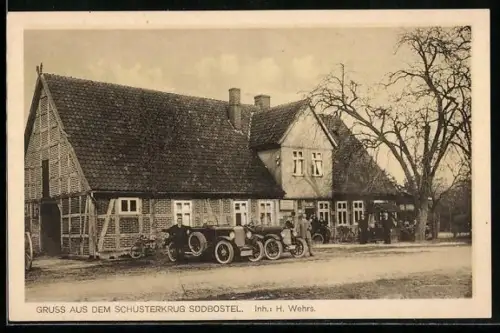 AK Südbostel, Gasthof Schusterkrug, Automobile