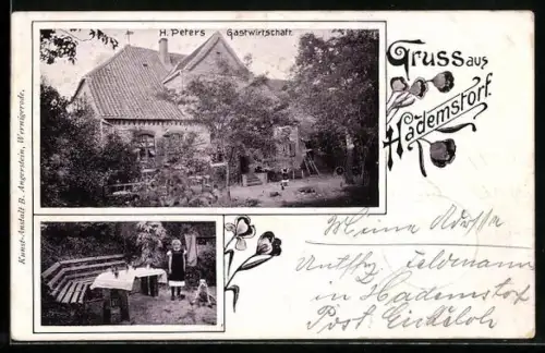 AK Hademstorf, Gasthaus von H. Peters mit Gästebereich