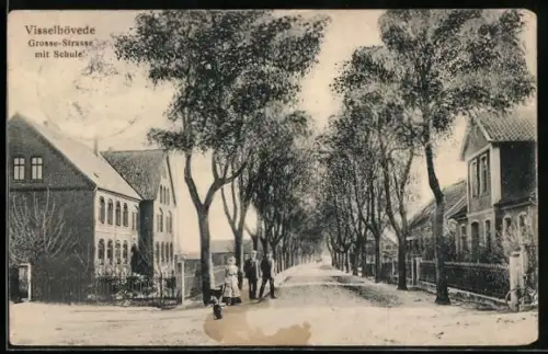 AK Visselhövede, Partie an der Grosse-Strasse mit Schule