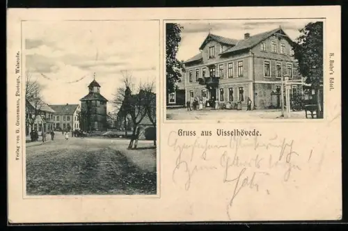 AK Visselhövede, H. Buhr`s Hôtel und Strassenpartie