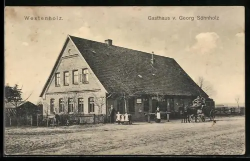 AK Westenholz, Aussenansicht des Gasthauses von Georg Söhnholz