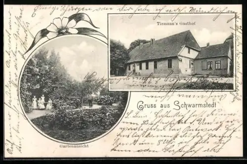 Passepartout-AK Schwarmstedt, Tiemanns Gasthof mit Garten