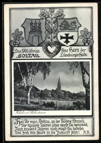 AK Soltau, Festpostkarte 1937, Das 1000-jährige Soltau, Blick von der Seilerstrasse