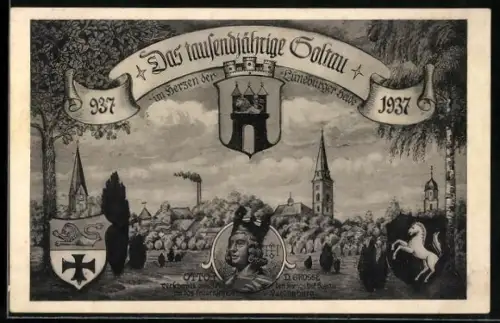 AK Soltau / Lüneburger Heide, Festpostkarte, Otto I. d. Grosse, Teilansicht