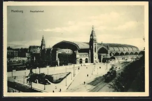 AK Hamburg-St.Georg, Hauptbahnhof aus der Vogelschau