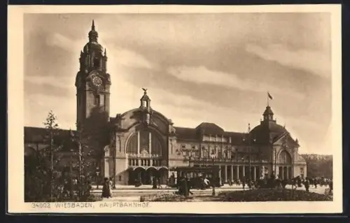 AK Wiesbaden, Hauptbahnhof, Panorama