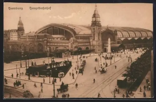 AK Hamburg-St.Georg, Hauptbahnhof aus der Vogelschau