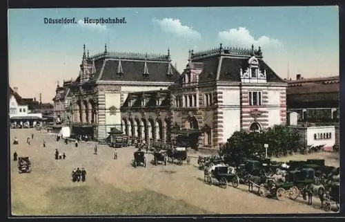 AK Düsseldorf, Hauptbahnhof mit Vorplatz