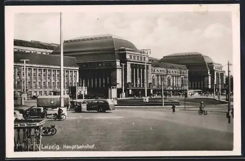 AK Leipzig, Hauptbahnhof mit Vorplatz