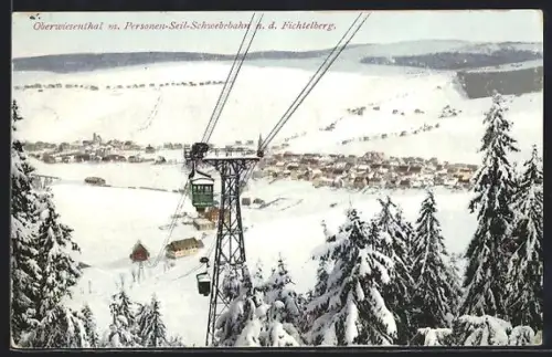AK Oberwiesenthal, Ort mit Personen-Seil-Schwebebahn, Winterlandschaft