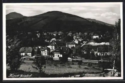AK Jonsdorf, Totalansicht mit Bahnhof, Gemeindamt, Kurhaus