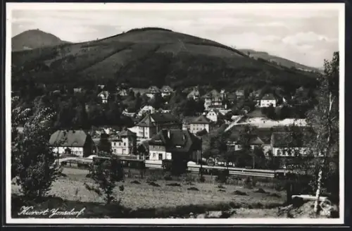 AK Jonsdorf, Ortsansicht mit Bahnhof, Gemeindeamt, Kurhaus