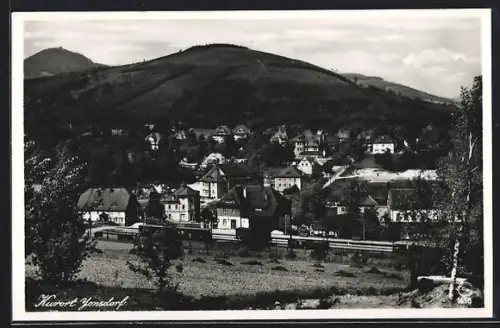 AK Jonsdorf, Totalansicht mit Bahnhof, Gemeindeamt und Kurhaus
