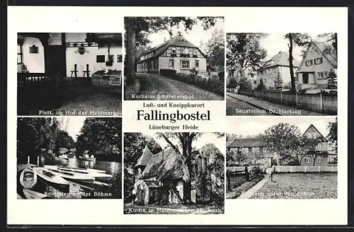 AK Fallingbostel, Kurheim Schriebershof, Sanatorium Dr. Hartung, Flett im Hof der Heidmark