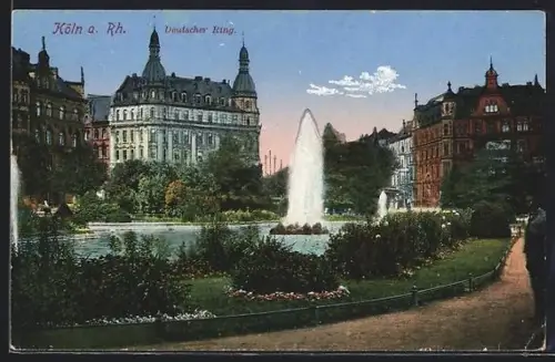 AK Köln-Neustadt, Deutscher Ring, Springbrunnen, Parkanlagen
